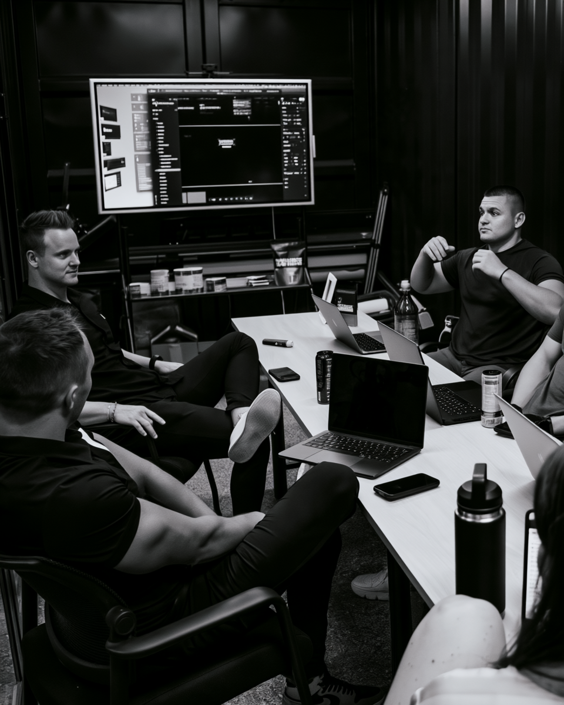 A founder team working around a desk